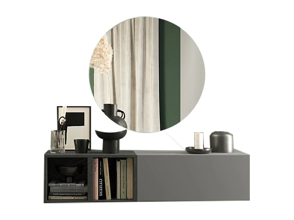 Mobile ingresso sospeso con vani a giorno 125x30 cm grigio e piombo IL2