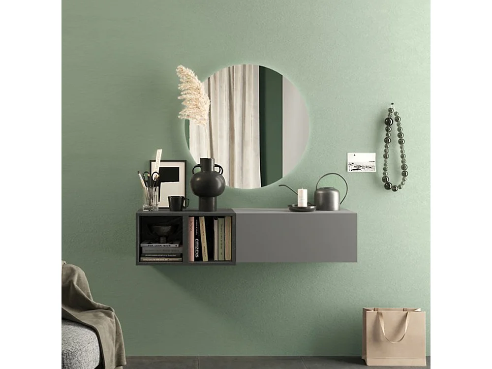 Mobile ingresso sospeso con vani a giorno 125x30 cm grigio e piombo IL2