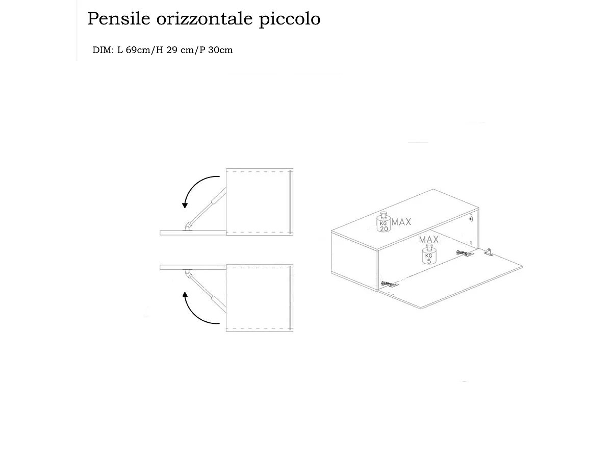 Mobile ingresso sospeso con vani a giorno 125x30 cm grigio e piombo IL2