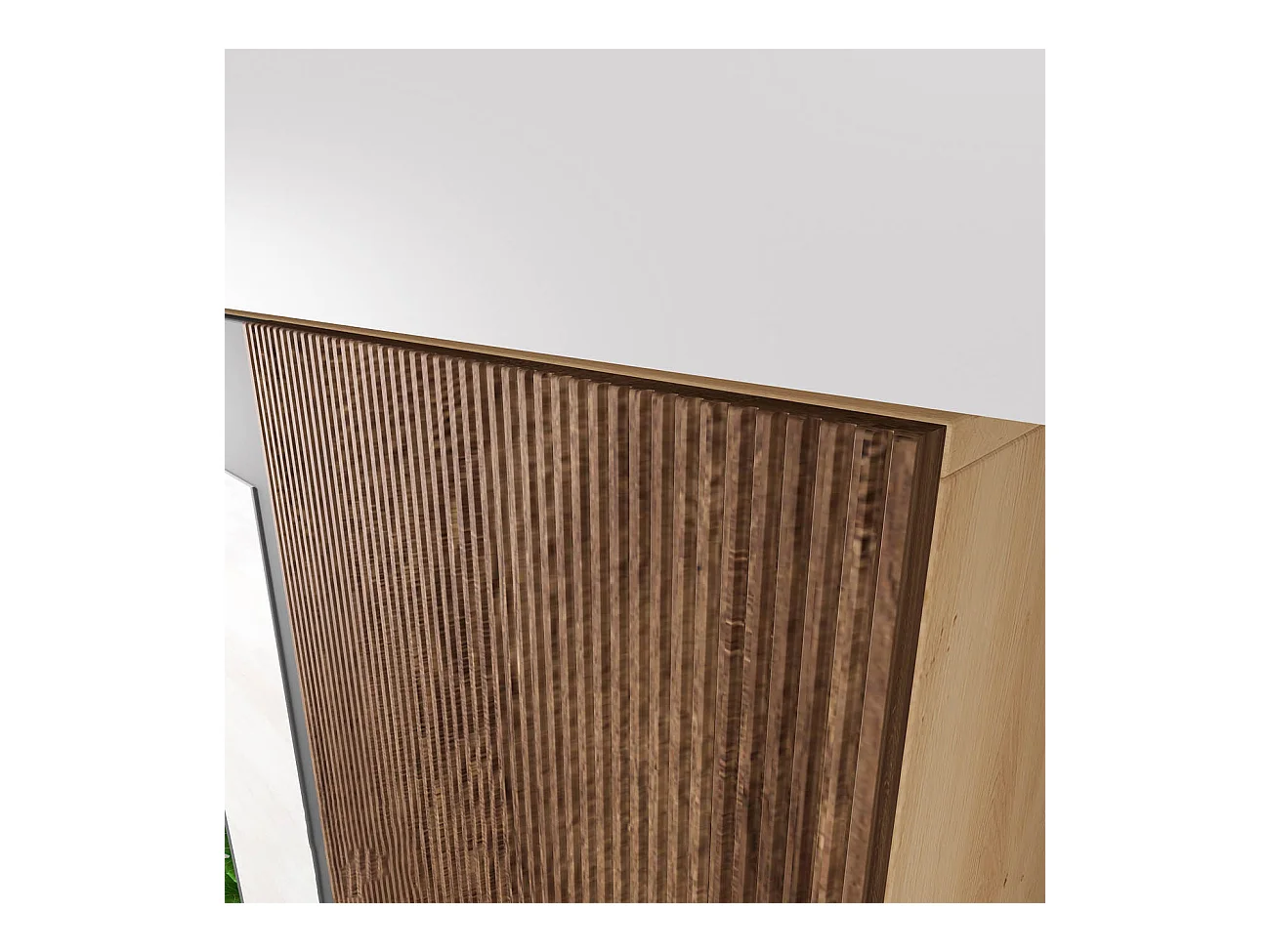 Mobile per ingresso invertibile rovere e grigio opaco con specchio e seduta 160x201 cm II23