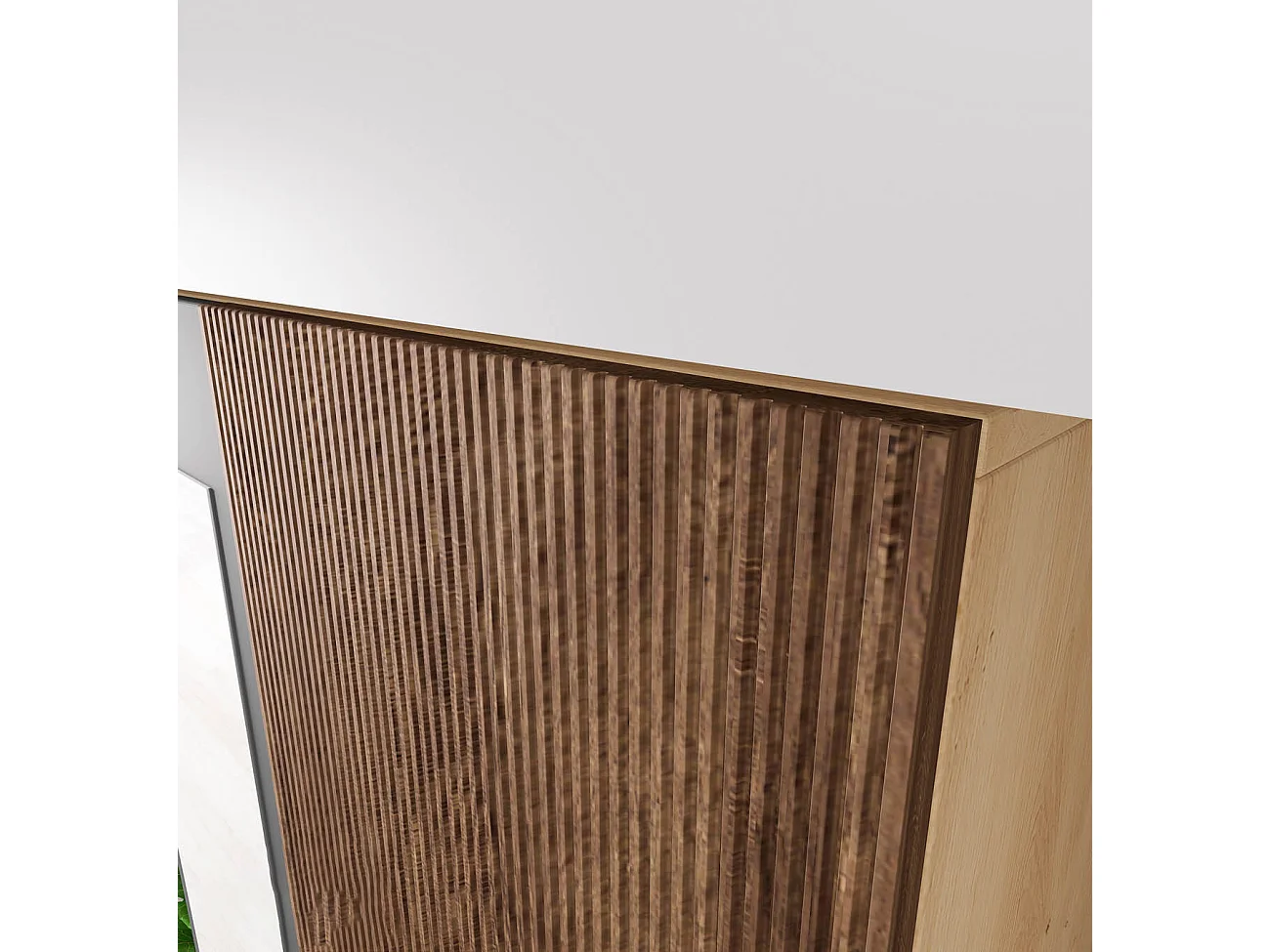 Mobile per ingresso invertibile rovere e grigio opaco con specchio e seduta 160x201 cm II23