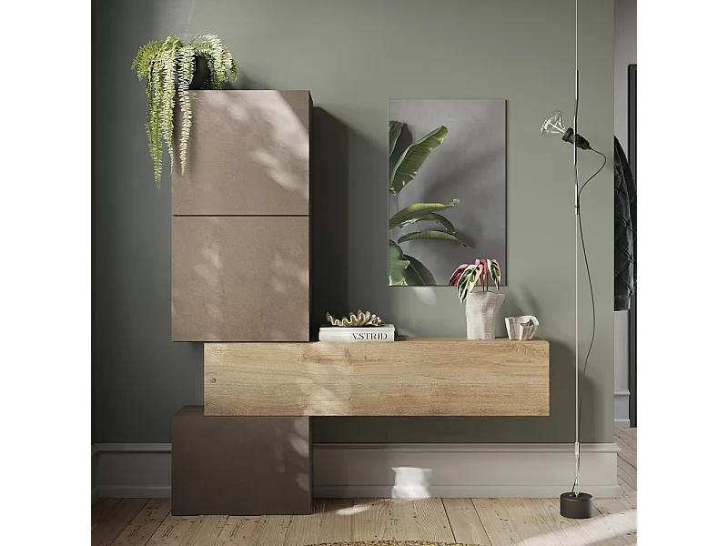 Mobile per ingresso moderno 150x169 cm bronzo e rovere IL12