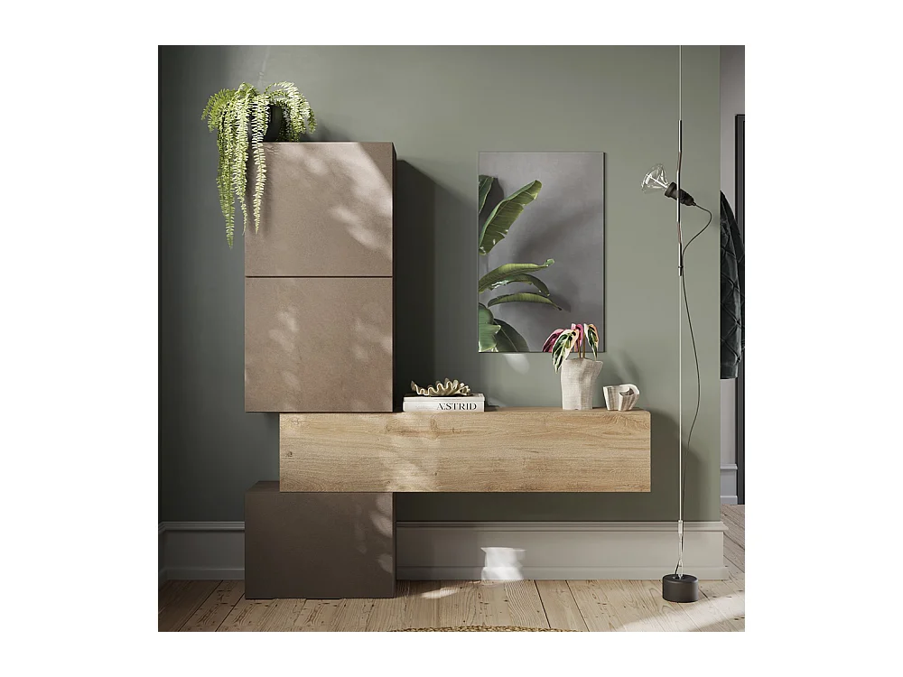 Mobile per ingresso moderno 150x169 cm bronzo e rovere IL12
