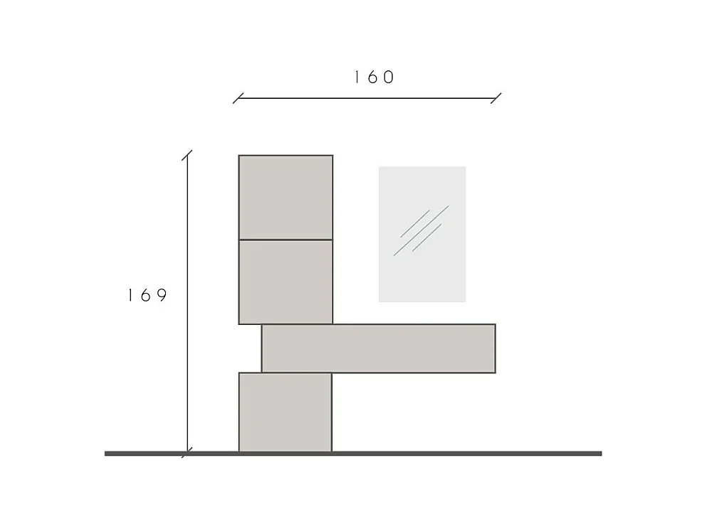 Mobile per ingresso moderno 150x169 cm bronzo e rovere IL12