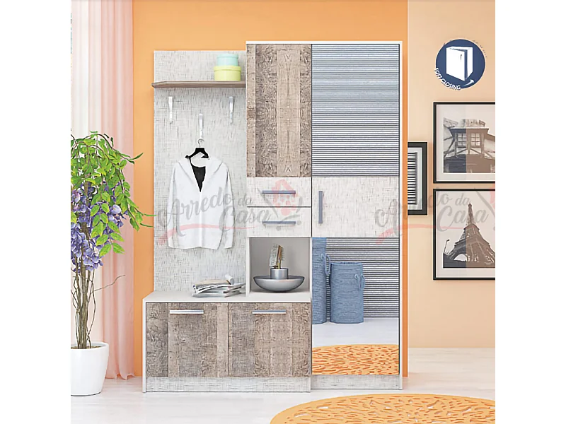 Mobile ingresso appendiabiti effetto legno chiaro e scuro IG17