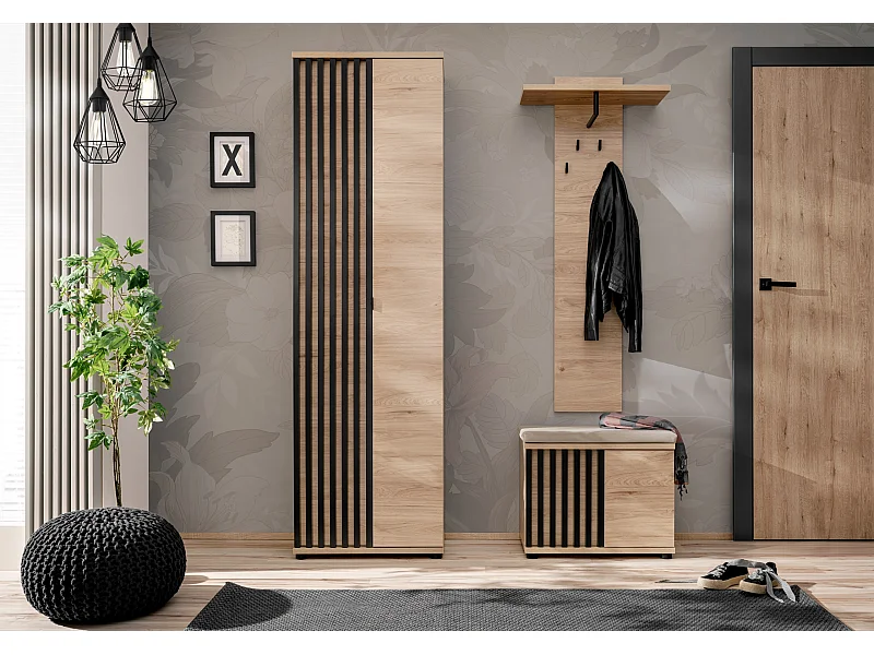 Mobile per ingresso moderno rovere e nero 130x202 IP26