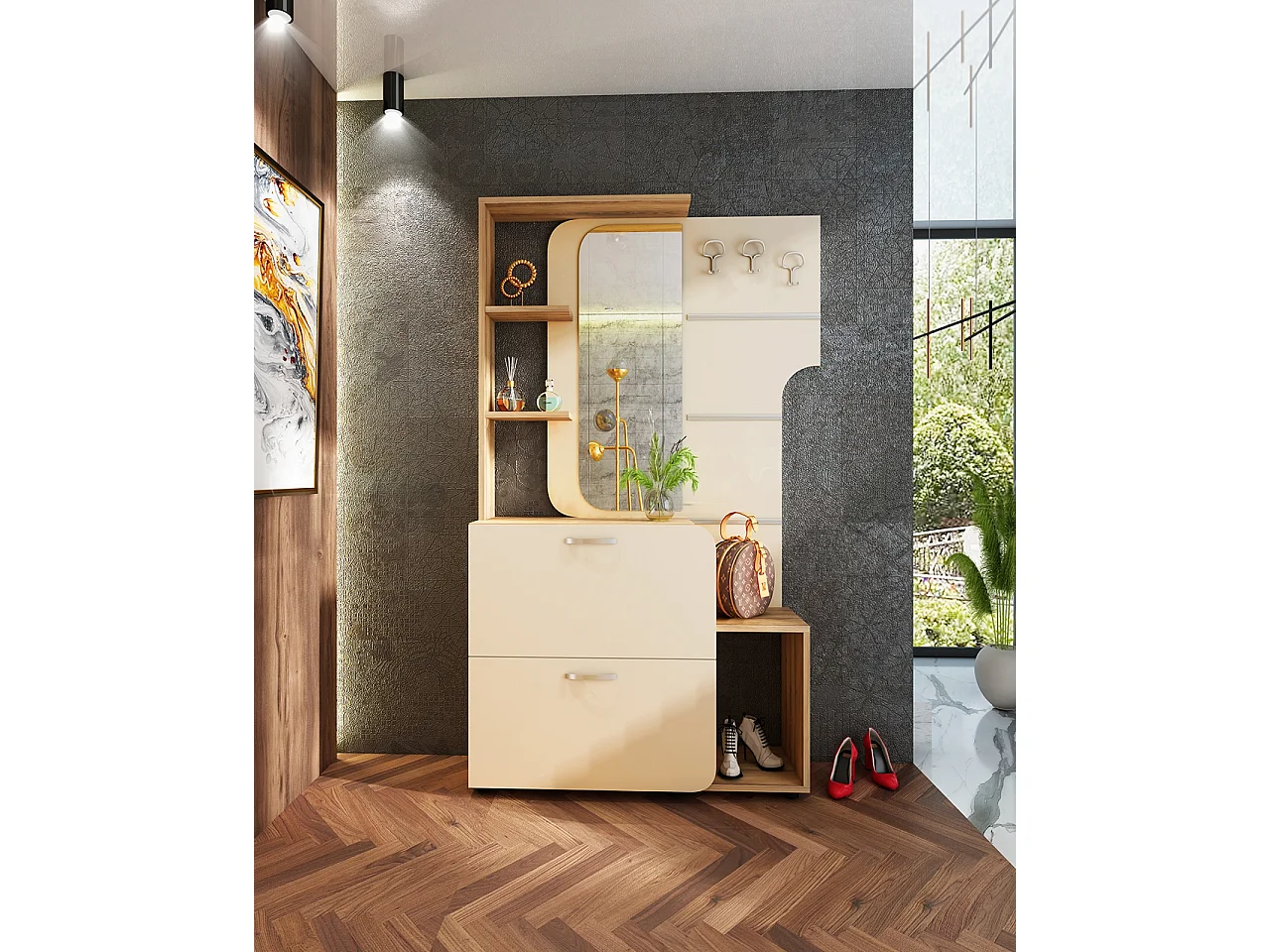 Mobile ingresso 115,5x190,5 rovere naturale e cashmere IU20