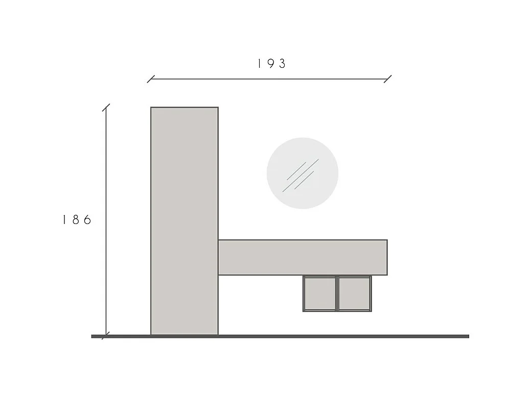 Mobile ingresso con armadietto 193x186 cm argilla e noce IL8