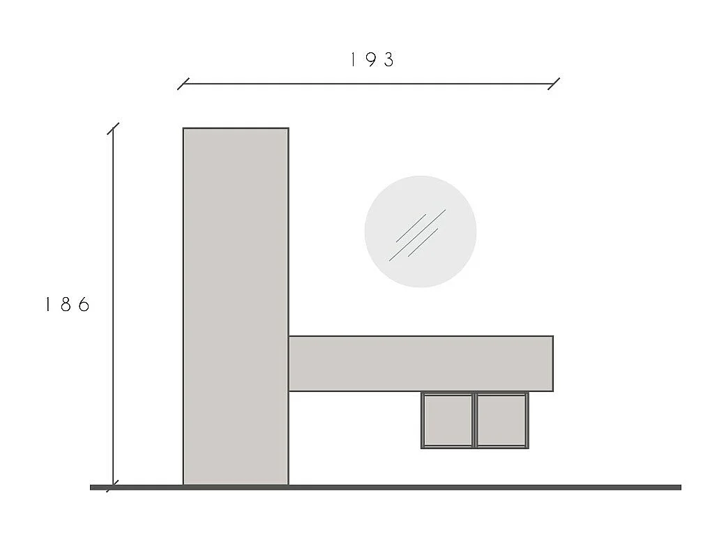 Mobile ingresso con armadietto 193x186 cm argilla e noce IL8