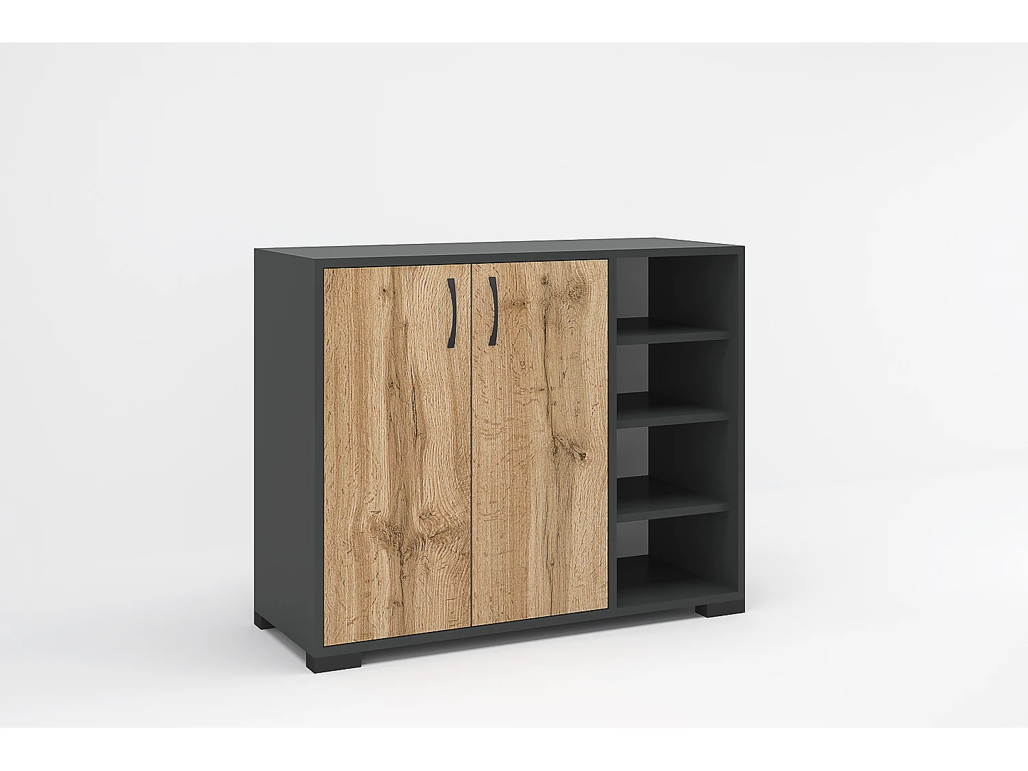 Set di mobili per ingresso con specchio in rovere e grigio IG23