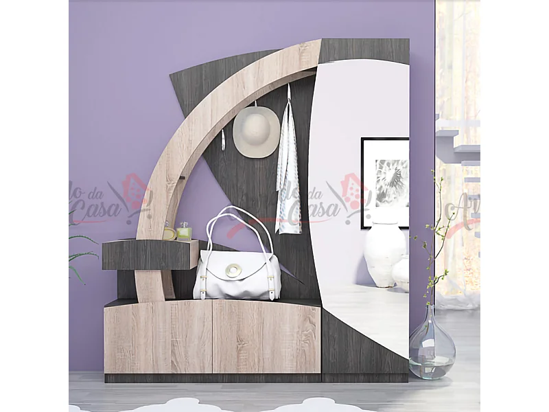 Mobile con specchio moderno in grigio carbone/sonoma IG6