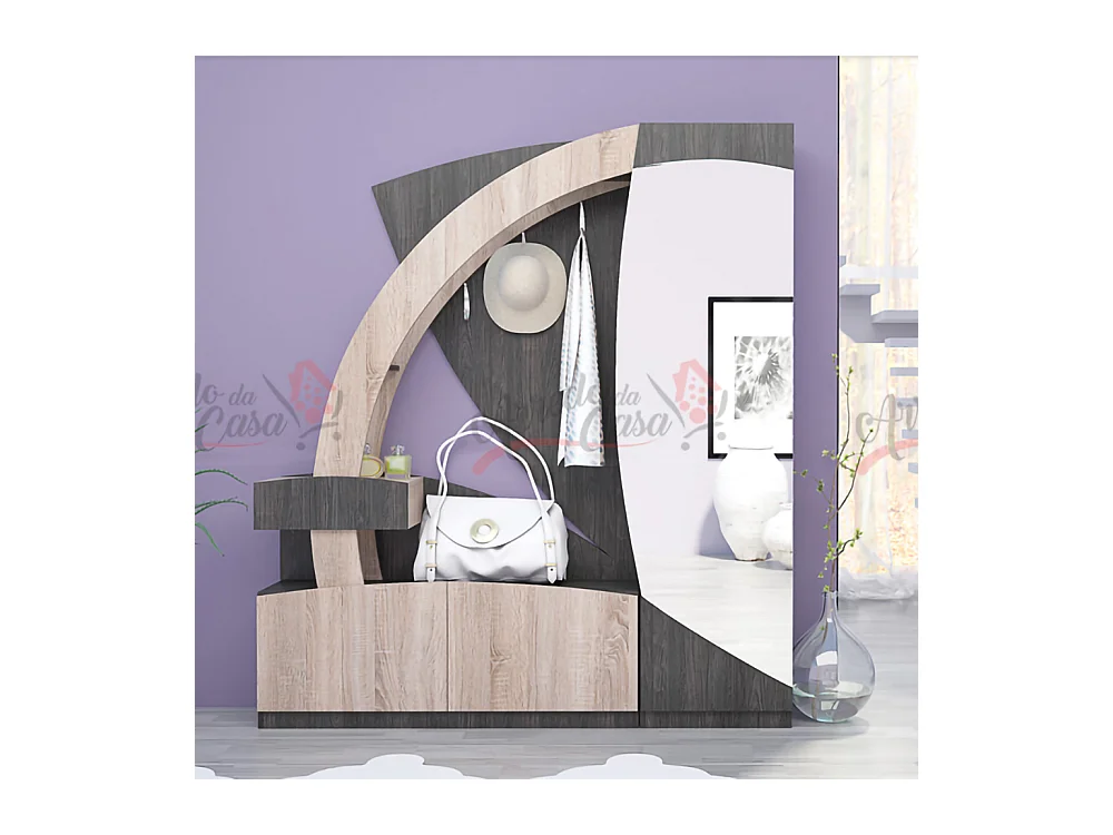 Mobile con specchio moderno in grigio carbone/sonoma IG6