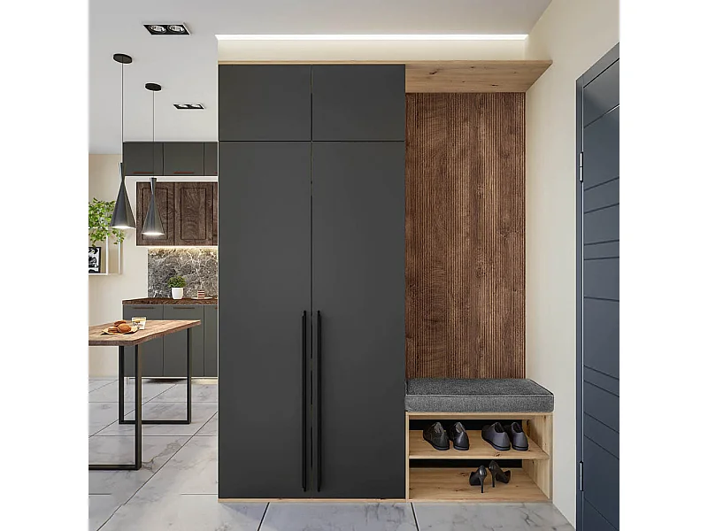 Mobile per ingresso moderno in rovere e nero opaco II22