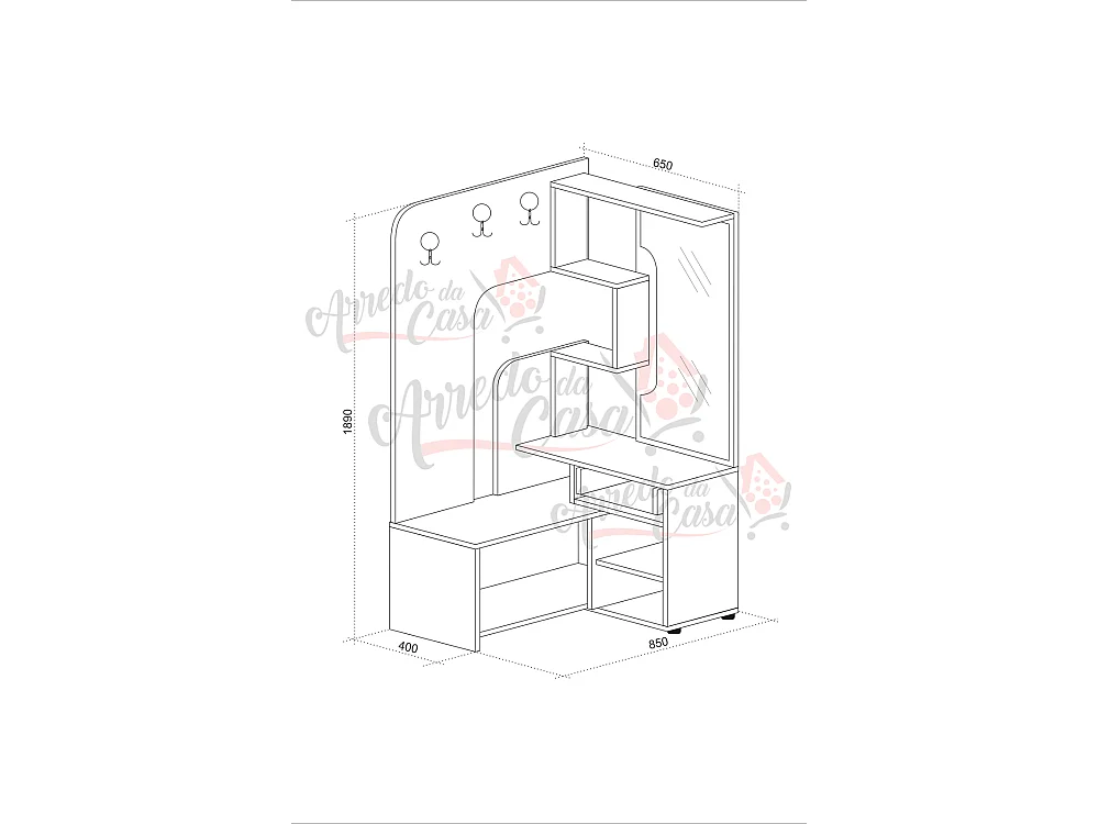 Mobile ingresso angolare 85x189 bianco e wengè IU9