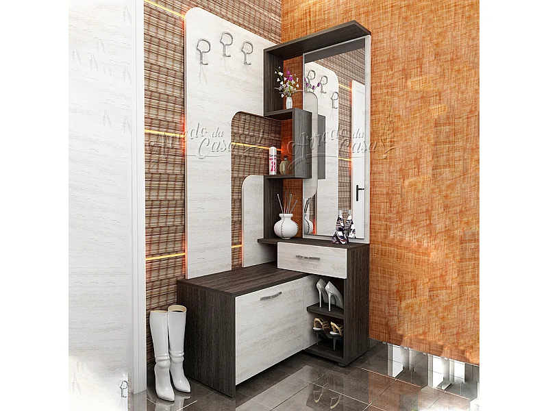 Mobile ingresso angolare 85x189 bianco e wengè IU9