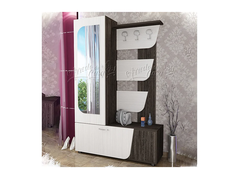 Mobile ingresso guardaroba 120x190 bianco legno e wengè IU10