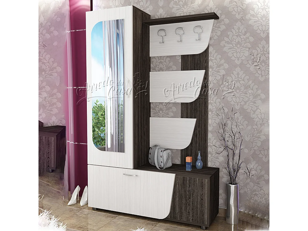 Mobile ingresso guardaroba 120x190 bianco legno e wengè IU10