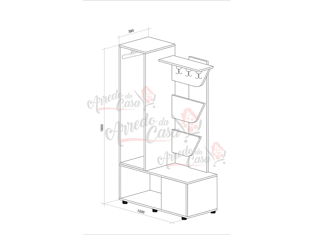 Mobile ingresso guardaroba 120x190 bianco legno e wengè IU10