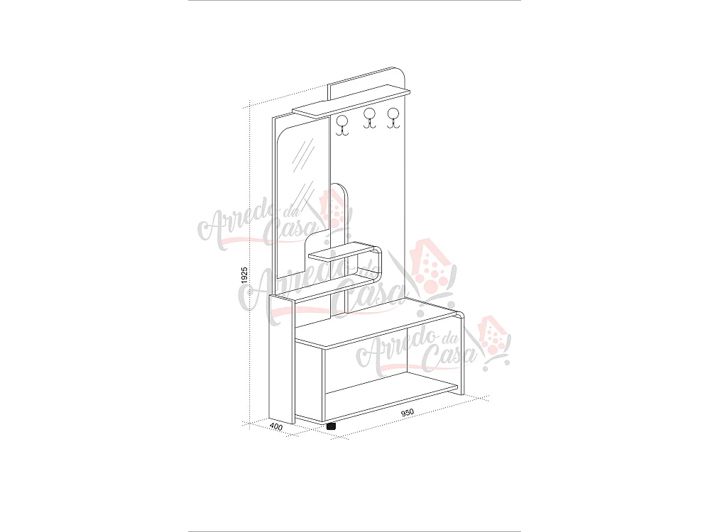 Mobile ingresso 95x192,5 rovere scuro e bianco IU12