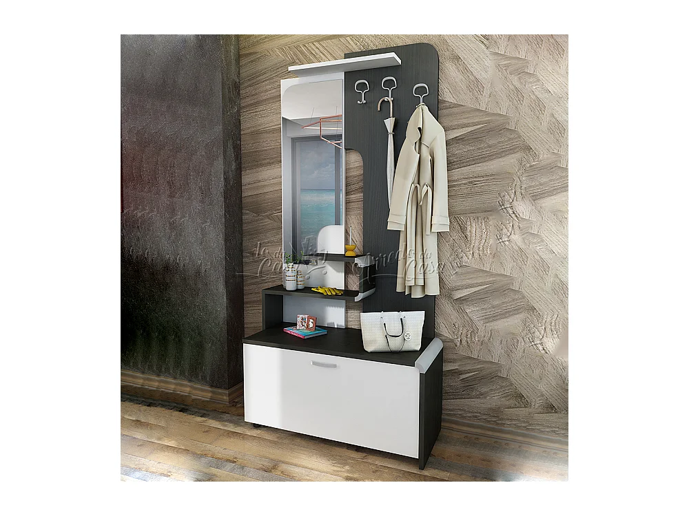 Mobile ingresso 95x192,5 rovere scuro e bianco IU12