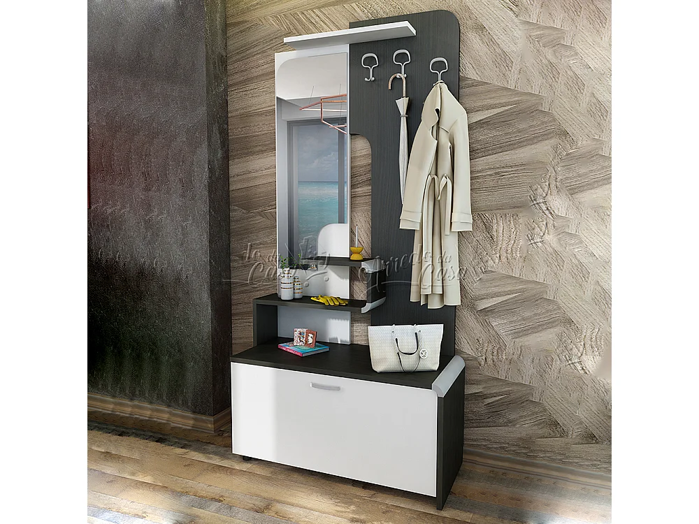 Mobile ingresso 95x192,5 rovere scuro e bianco IU12