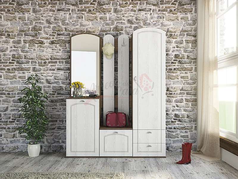 Mobile da ingresso classico con specchio 150x195 rovere bianco IILO