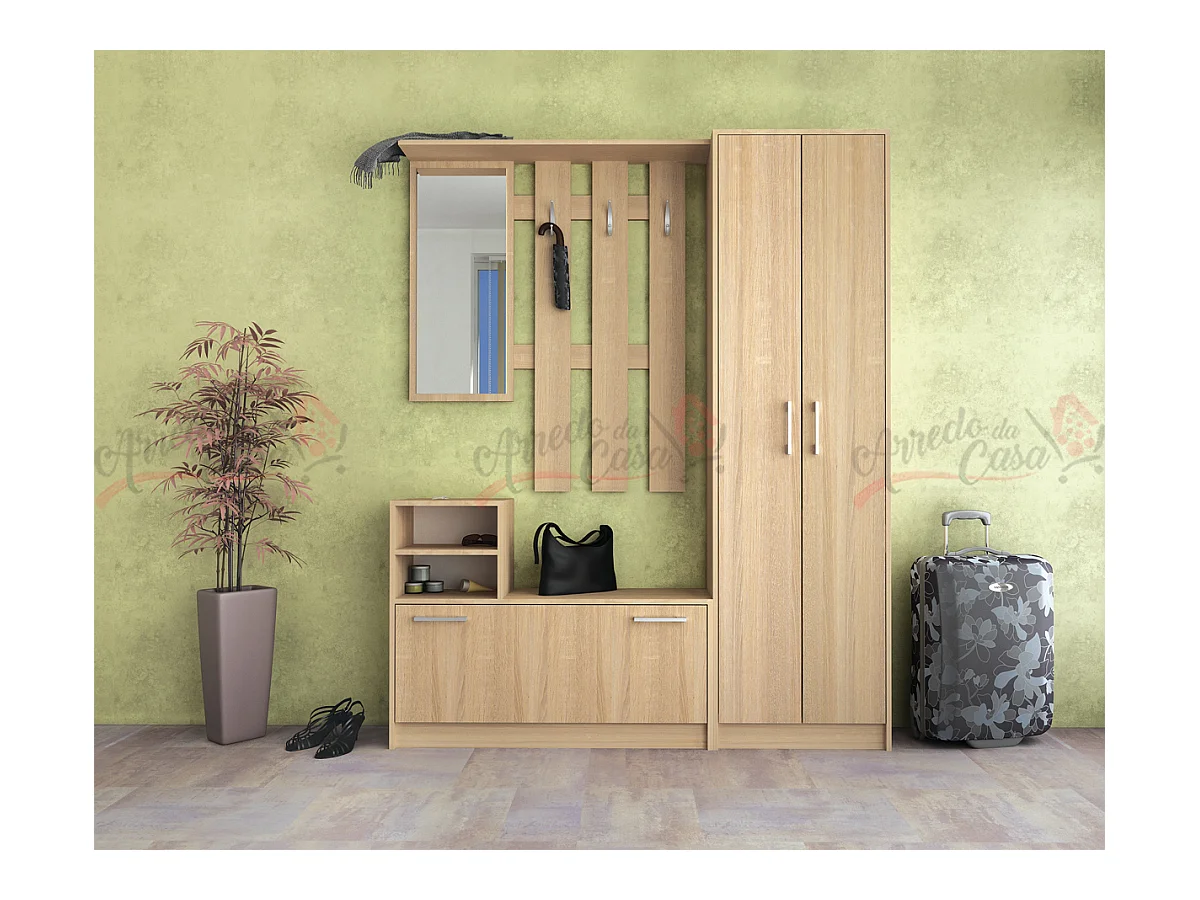 Mobile ingresso moderno con specchio 155x190 rovere sonoma IG8
