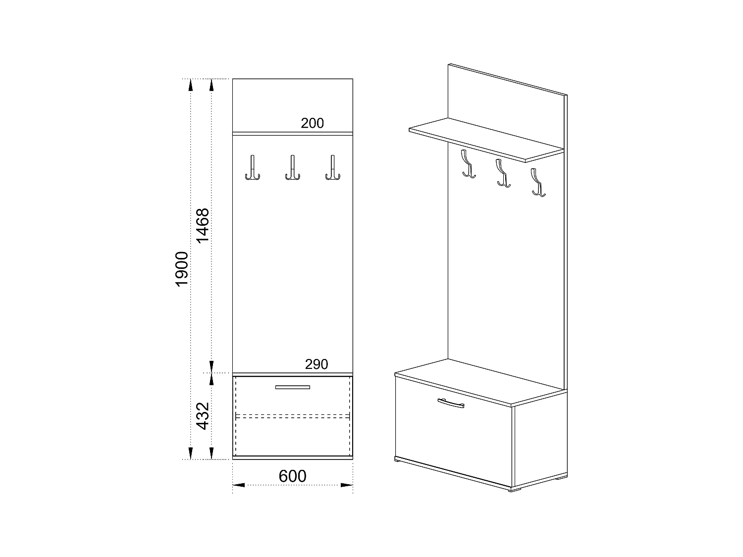 Mobile scarpiera per ingresso 60x190 rovere sabbia II4003