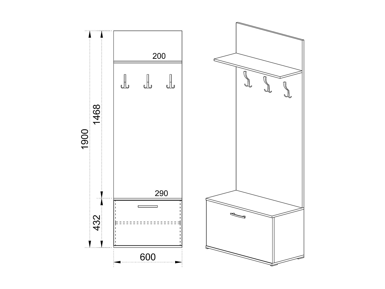 Mobile scarpiera per ingresso 60x190 rovere sabbia II4003