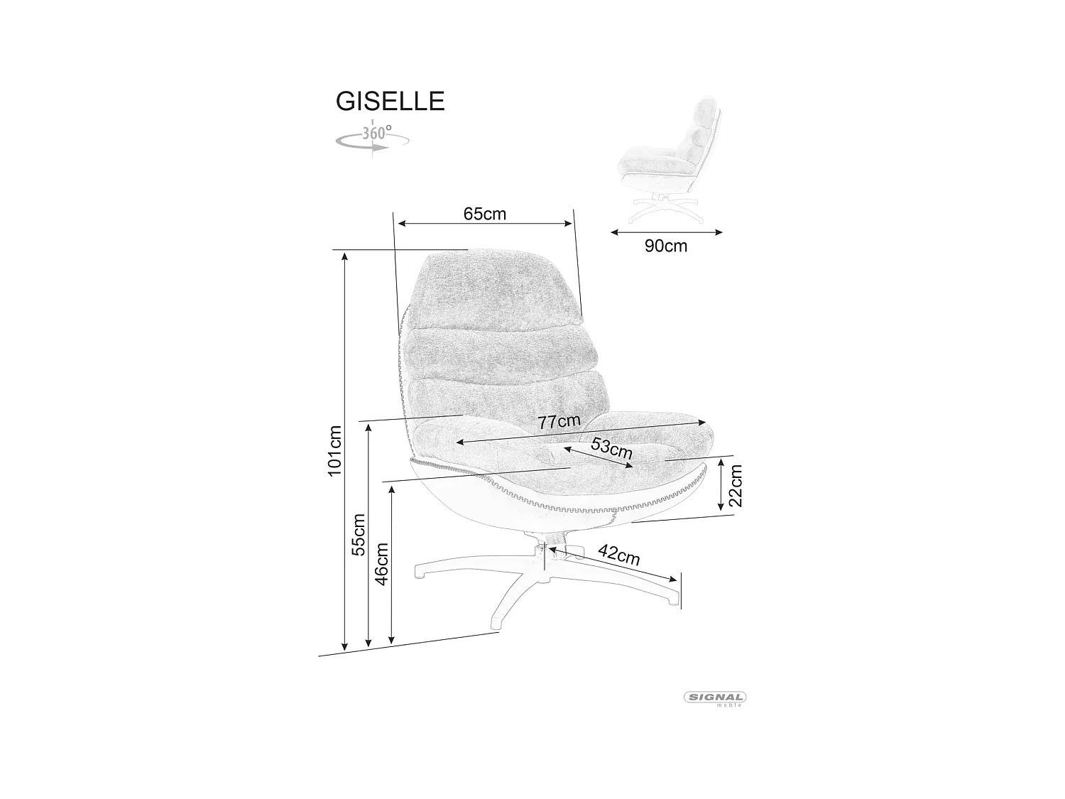 Fauteuil Giselle/Tissu/grise