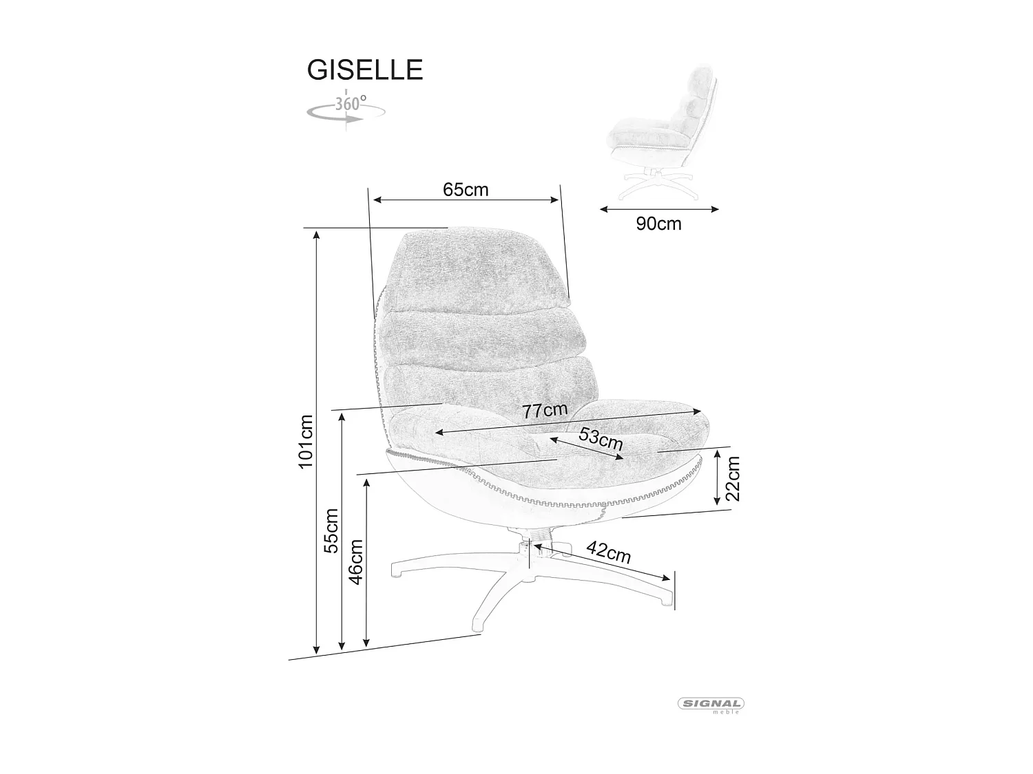 Poltroncina Giselle/Tessuto/grigio