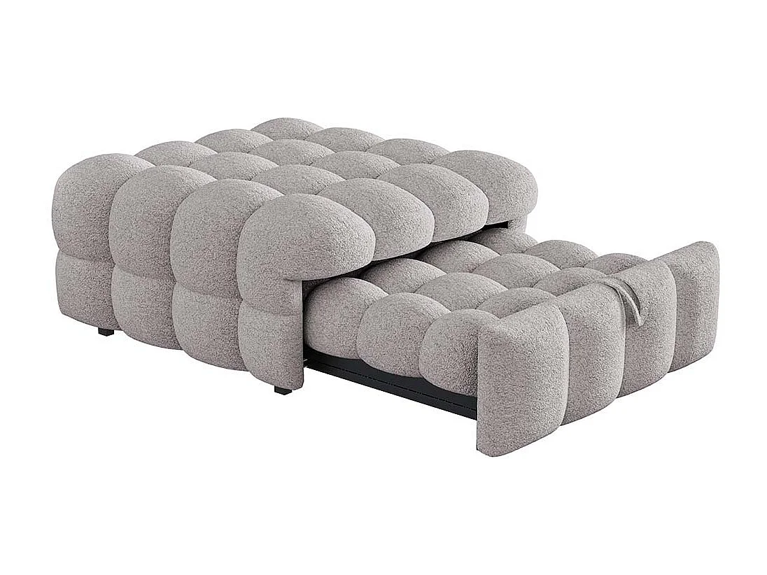 Lit gigogne pouf 2 en 1 canapé-lit lit simple tissu Teddy couleur gris