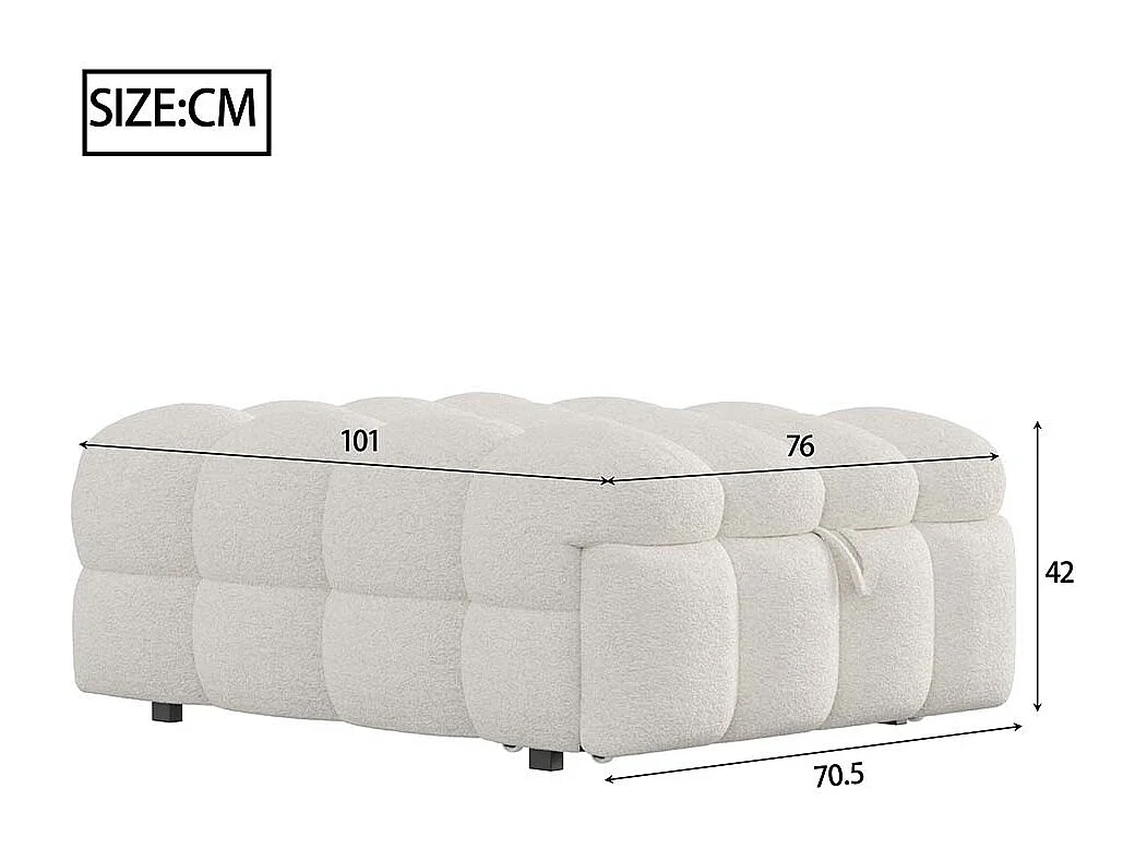 Lit gigogne pouf 2 en 1 canapé-lit lit simple tissu Teddy couleur beige