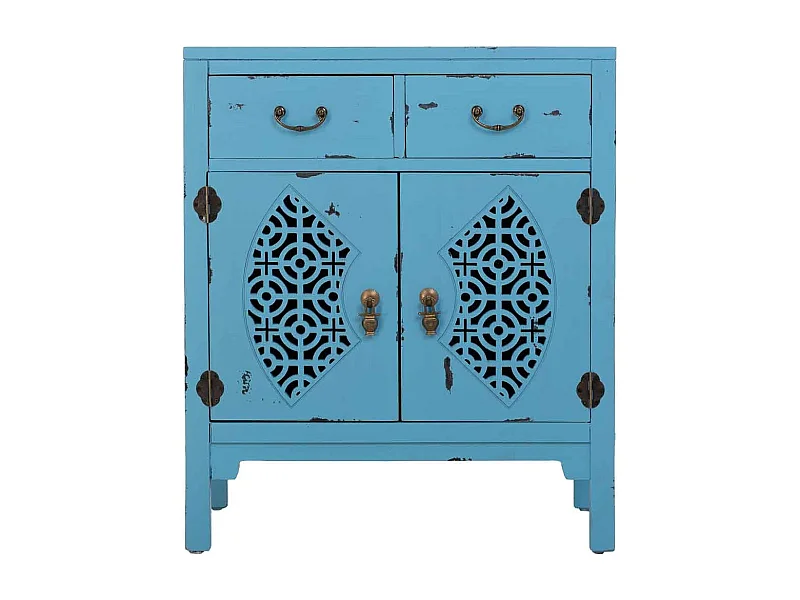 Recibidor de madera azul 66x36x78h cm