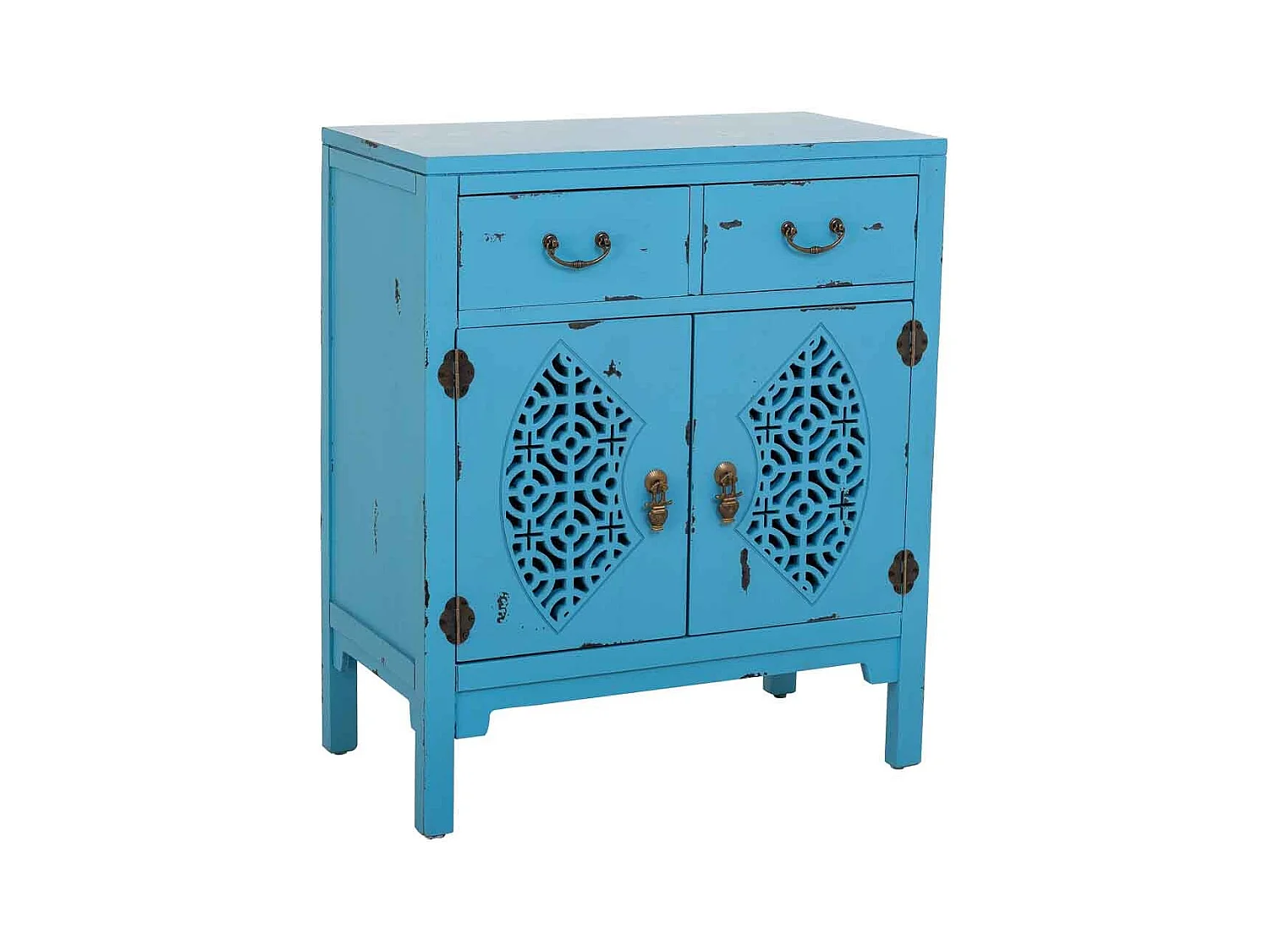 Recibidor de madera azul 66x36x78h cm