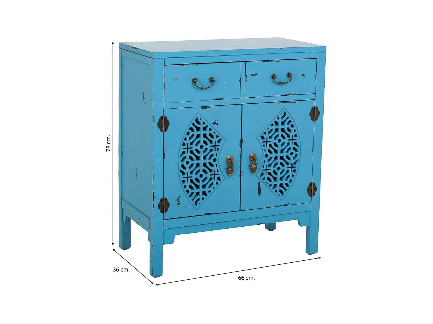 Recibidor de madera azul 66x36x78h cm