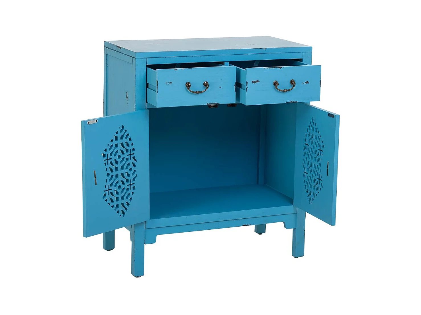 Recibidor de madera azul 66x36x78h cm