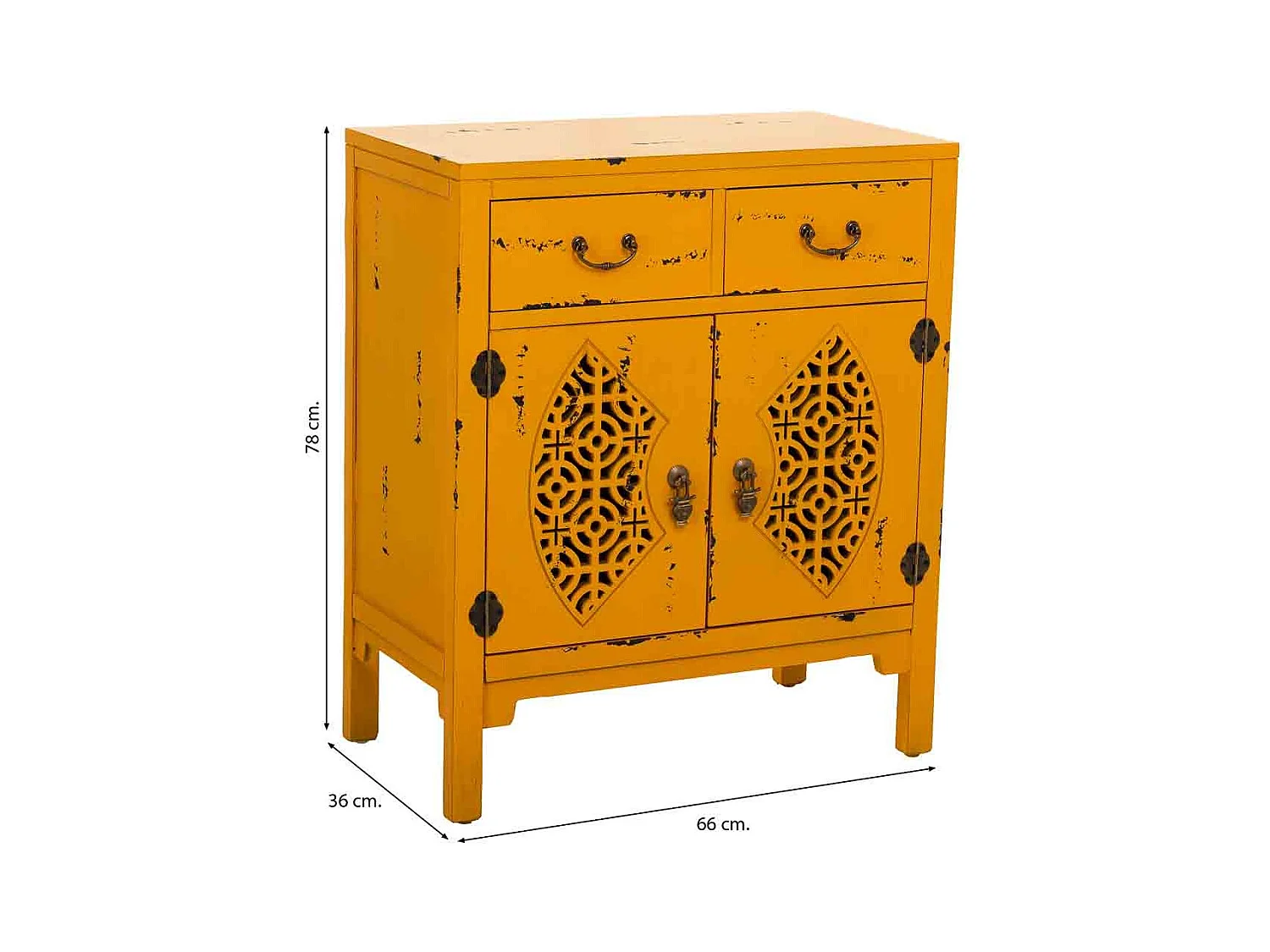 Mesa de salão em madeira em amarelo 66x36x78h cm