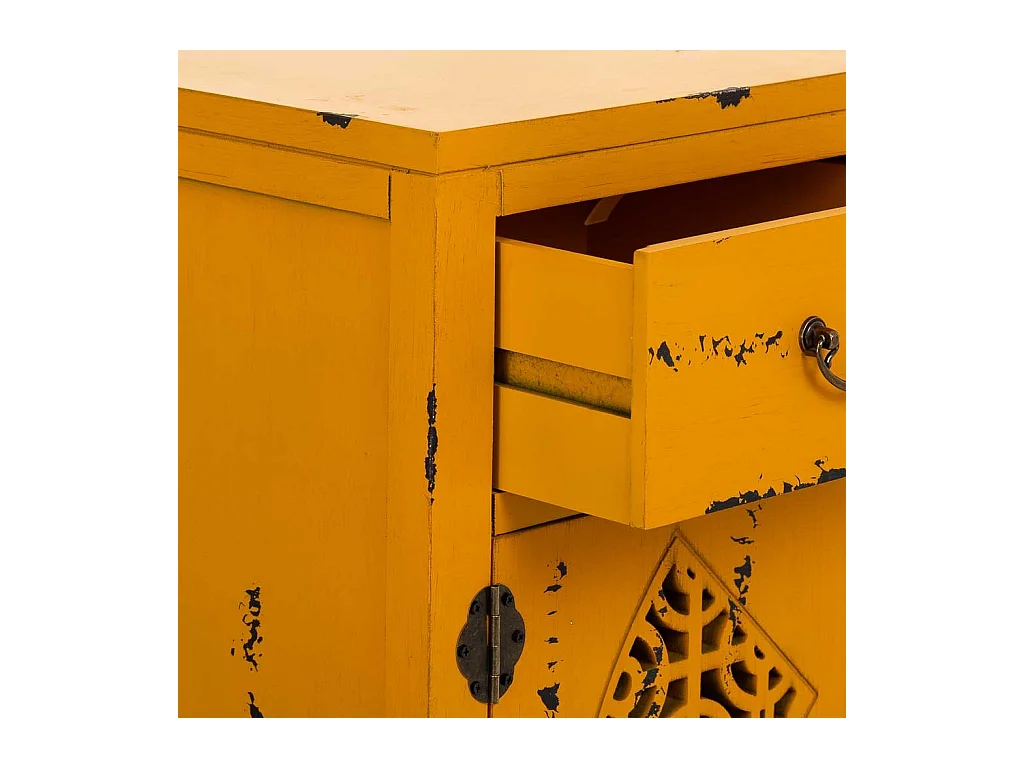 Mesa de salão em madeira em amarelo 66x36x78h cm