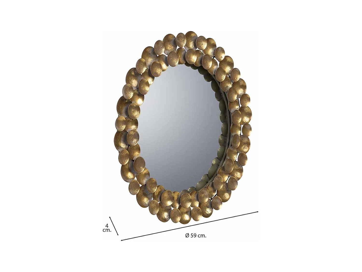 Espelho de parede em metal 59x59x04h cm