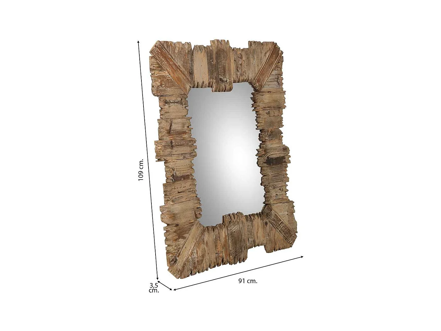 Miroir en bois 91x109x03,5h cm