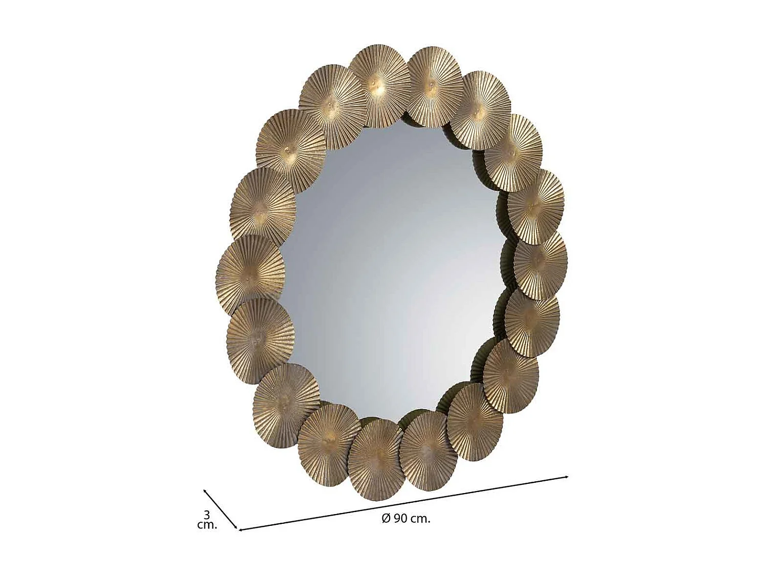 Miroir mural en métal 90x90x03h cm