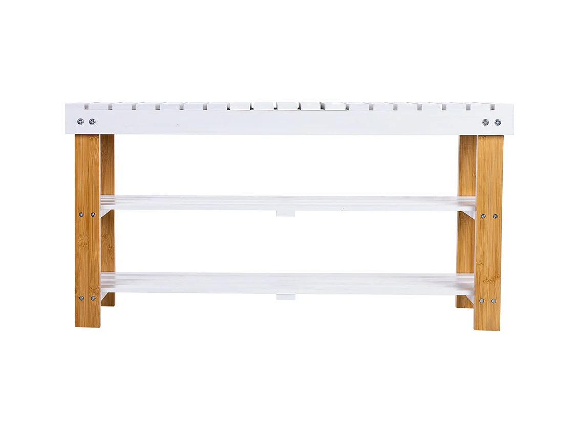 Banqueta zapatero de madera blanco 90x29x45h cm