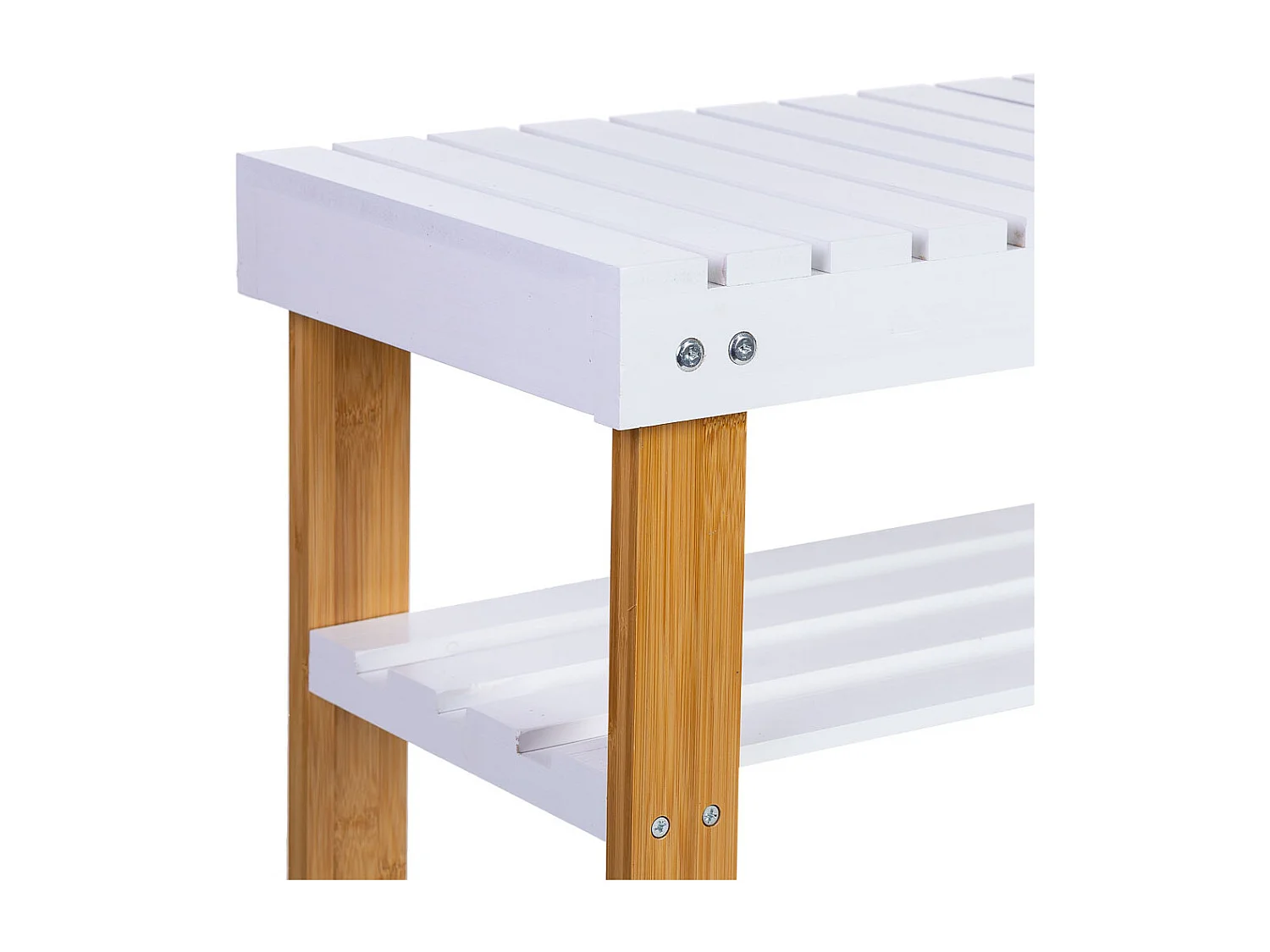 Banqueta zapatero de madera blanco 90x29x45h cm