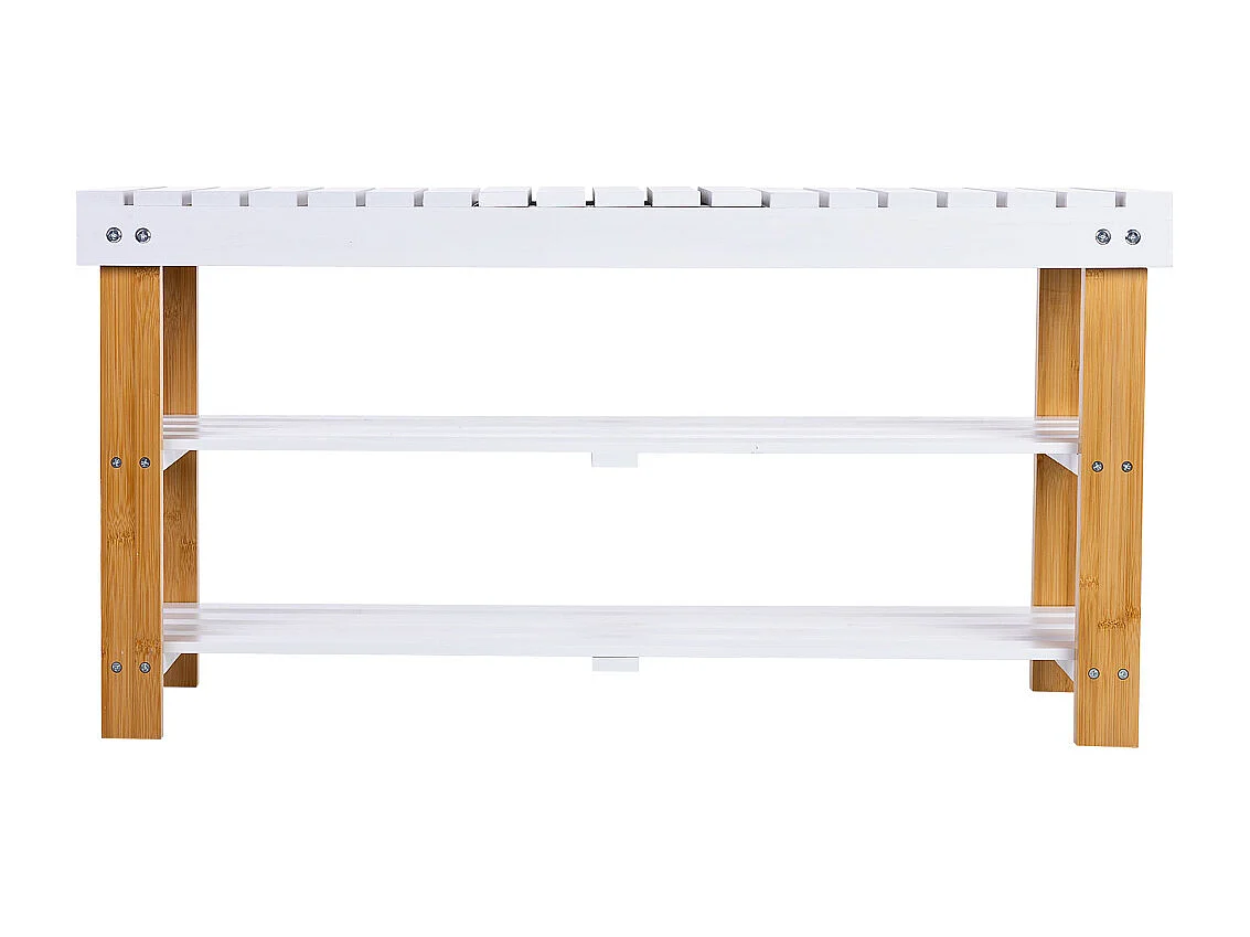 Banqueta zapatero de madera blanco 90x29x45h cm