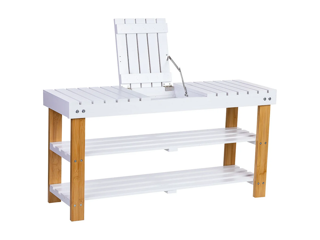 Banqueta zapatero de madera blanco 90x29x45h cm