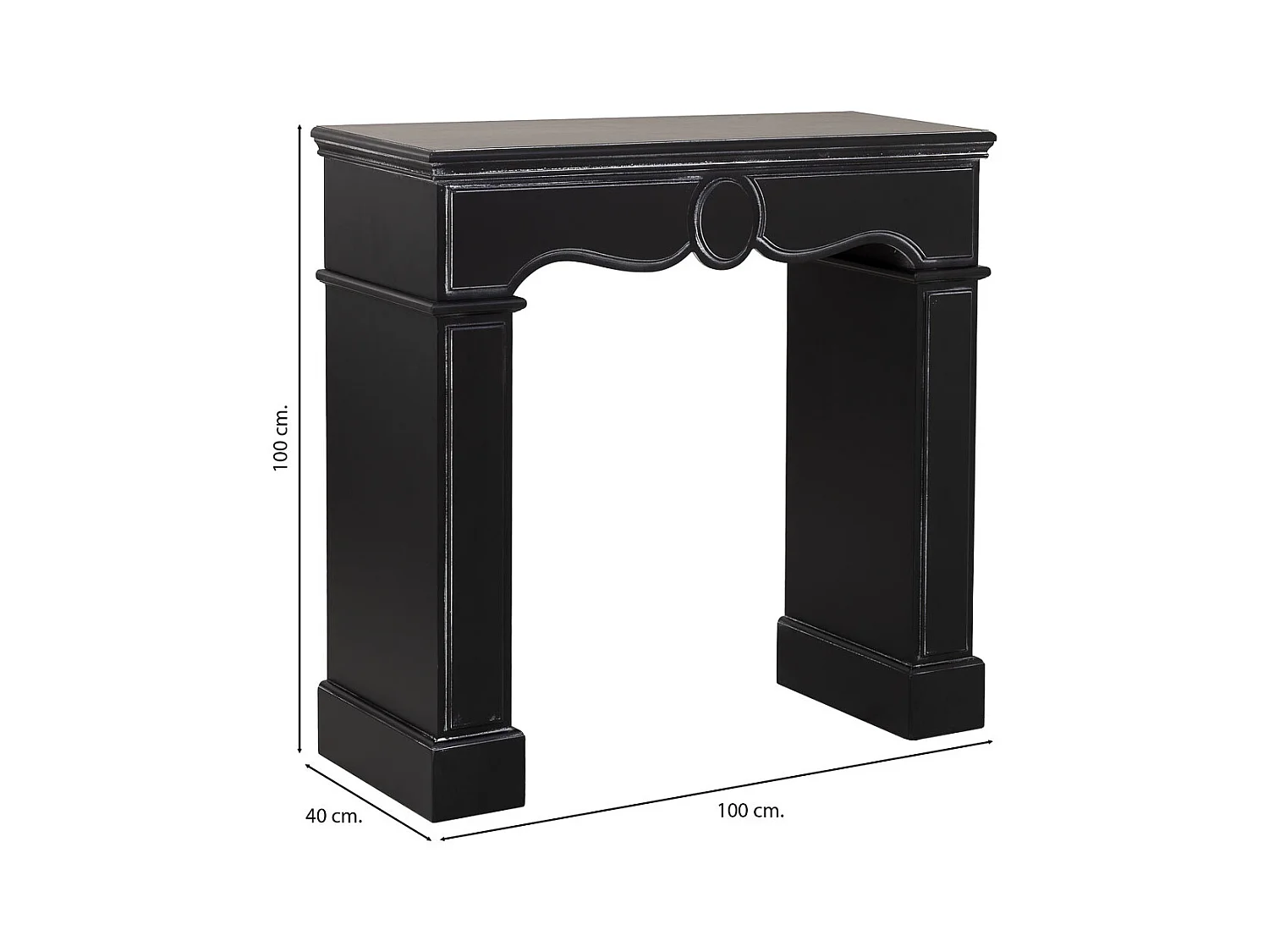 Moldura de lareira em madeira 100x40x100h cm