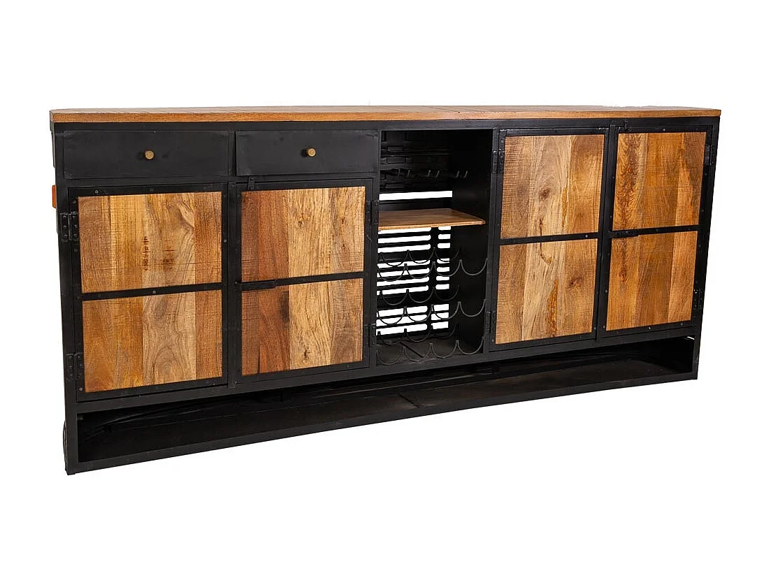 Barra per camion in legno e metallo nero 240x40x100h