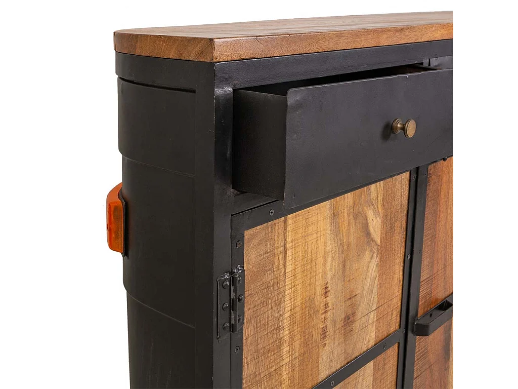 Barra per camion in legno e metallo nero 240x40x100h