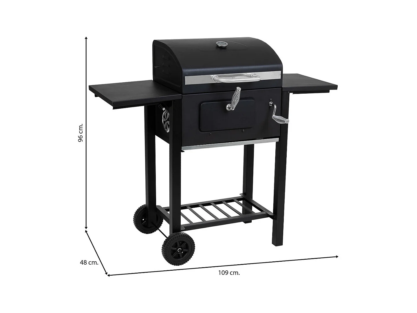 Barbacoa carro de metal negro 98x48x96h cm